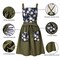Vintage Pinafore Apron Dress for Women with Pockets Cute Floral Chef Aprons for Kitchen Cooking Baking Gardening (Olive Green)